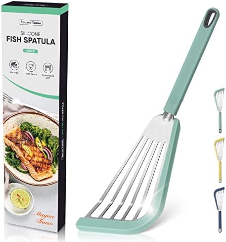 Silicone Fish Spatula for Nonstick Cookware, Thin Slotted Spatulas Turner by MayweTanso