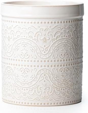 Kitchen Utensil Holder, 7 Inches Large Ceramic Utensil Holder by MIKIGEY