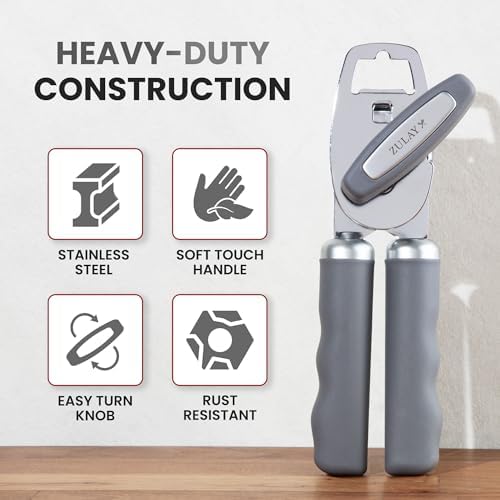 Zulay Kitchen Manual Can Opener Heavy Duty Patented Stainless Steel - Image 3