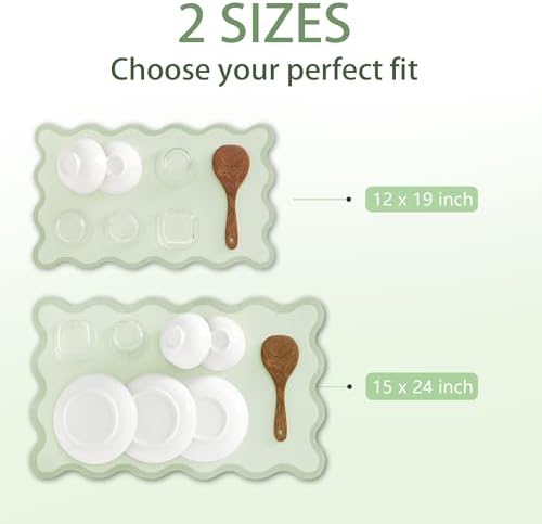 Scalloped Dish Drying Mat for Kitchen Counter, Absorbent Easy Clean Non-slip - Image 7