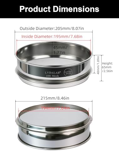 8" Full 304 Stainless Steel Lab Sieve, 400 Mesh - Image 5