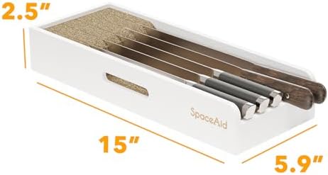 SpaceAid Knife Drawer Organizer Bamboo Insert Dock, Kitchen Steak Knives Holder - Image 5