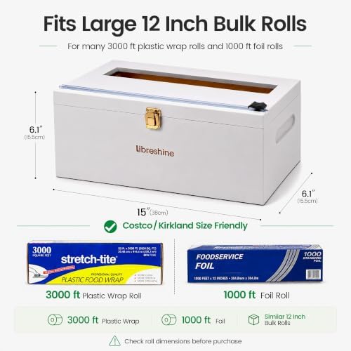 Libreshine 12-Inch Bamboo Plastic Wrap Dispenser - Image 3