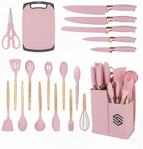 19 PCS Pink Silicone Cooking Utensils Set by SSBRAND