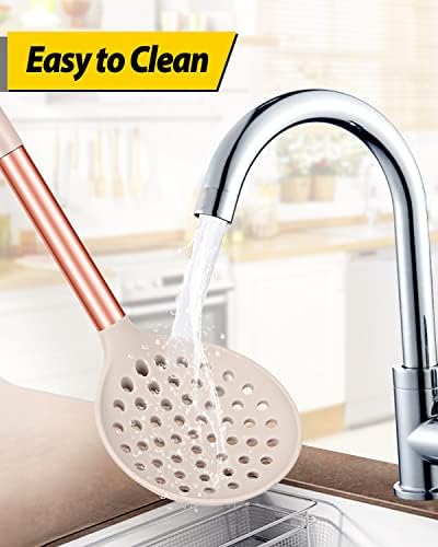 BUNDLEPRO Kitchen Ladle Strainer, 2 Pack, Rose Gold Black-Khaki - Image 5