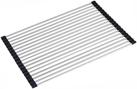 Stainless Steel Portable Roll Up Dish Drying Rack Over The Sink Rack by Fafcitvz