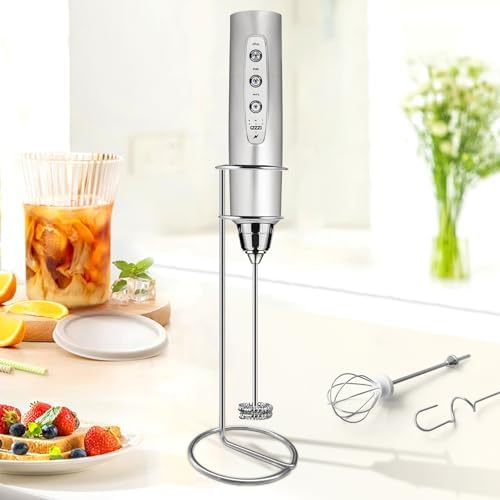 Milk Frother Wand Rechargeable Handheld Electric Whisk 3 Speed Adjustable by Sakgos