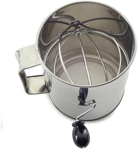 Norpro Polished 3-Cup Stainless Steel Hand Crank Sifter - Image 3