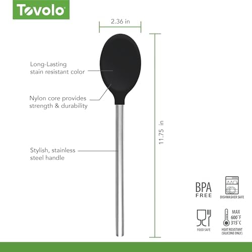 Tovolo Mixing Spoon Stainless Steel Handle Scratch Resistant Non Stick Safe - Image 6