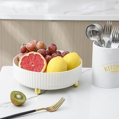 360 Rotating Makeup Perfume Organizer Skincare Tray, Large Ivory White - Image 4