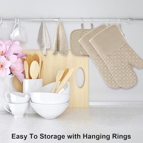 KEGOUU Oven Mitts and Pot Holders 6pcs Set, Kitchen Oven Glove High Heat - Image 3