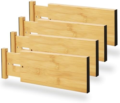 BAMEOS 4" High Bamboo Drawer Dividers by BAMEOS