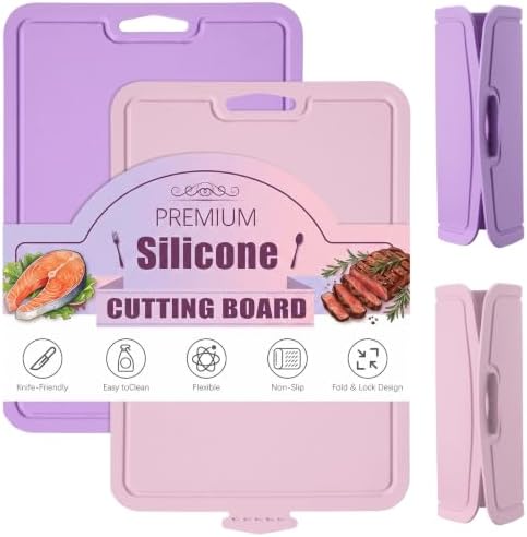 2 Pcs Extra Large Thick Silicone Cutting Boards, 14.3'' x 9.8'' by Ferrochef