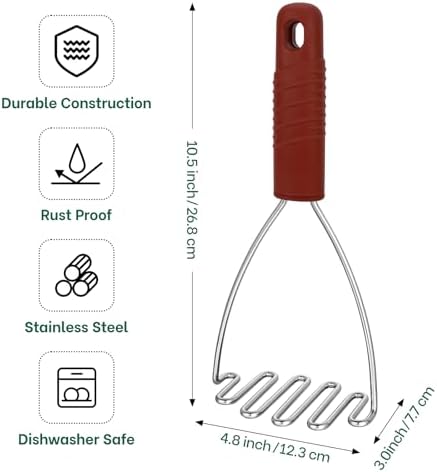 Beneno Ergonomic Soft Grip Stainless Steel Potato Masher - Image 5