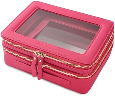 Aveniee XL Clear Makeup Organizer, Double Layer Travel Cosmetic Case by Aveniee