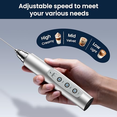 Milk Frother Wand Rechargeable Handheld Electric Whisk 3 Speed Adjustable - Image 3