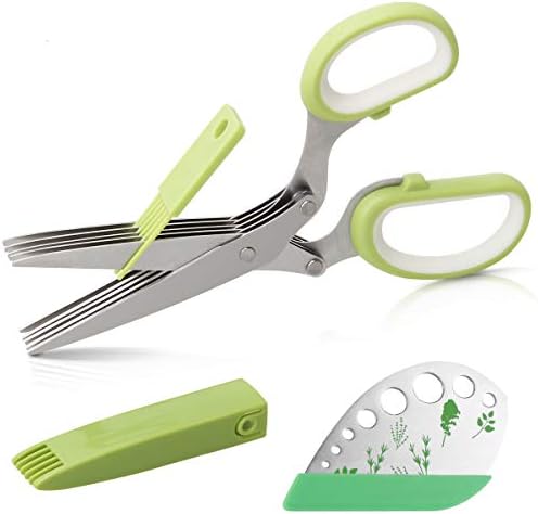 Luxiv Herb Scissors And Stripper Set, 5-Blade Stainless Steel Kitchen Tools by LuxivLLC