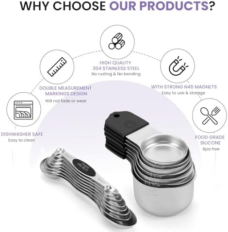 Magnetic Measuring Cups and Spoons Set-Heavy Duty 304 Stainless Steel - Image 2