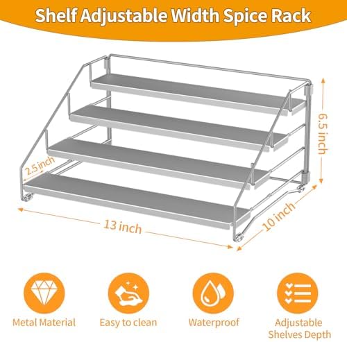 BOIVSHI Spice Organizer for Cabinet, Depth Adjustable Spicy Shelf - Image 4