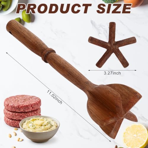 Wenqik 5 Blade Teak Wooden Meat Masher - Image 2