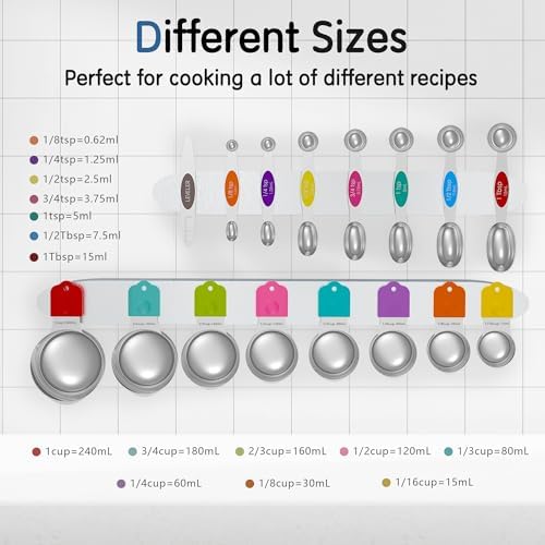 Stainless Steel Magnetic Measuring Cups and Spoons Set, 5 Nesting Magnetic - Image 2