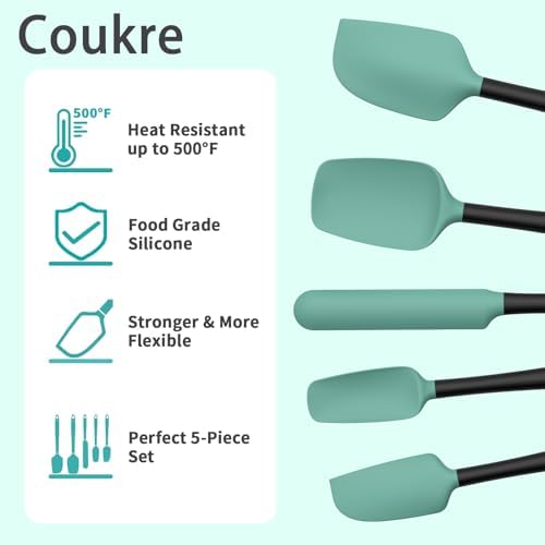 Coukre Silicone Spatula Set of 5, High Temperature Resistant, Food Grade - Image 3
