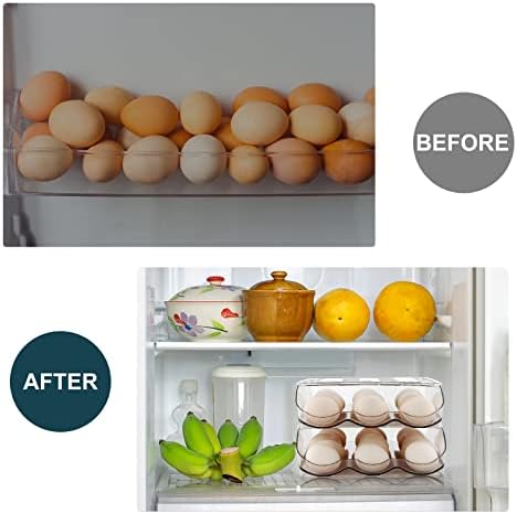 MesRosa Egg Holder for Fridge, Automatic Rolling Container Storage 18 Eggs - Image 2