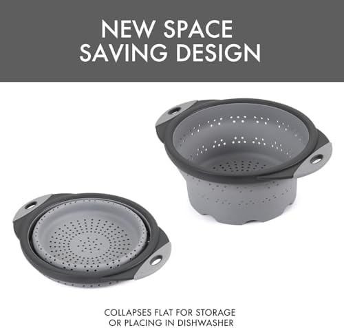 Dexas 8" Collapsible Silicone Colander in Cool Grey, Kitchen Strainer - Image 5