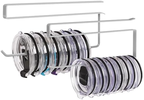 2 Pack Tumbler Lid Organizer, Versatile Storage Holds 20 Lids, Round&Flat by JOLENSOY