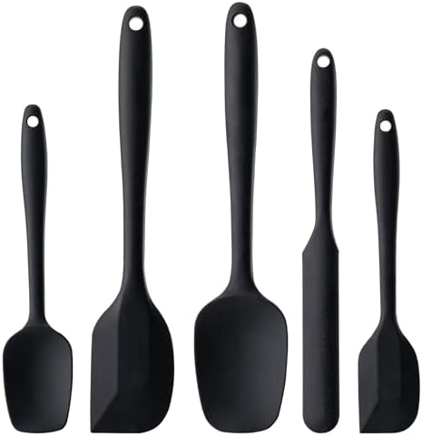 Silicone Spatula Set, 5 Piece Food Grade Rubber Spatulas by Hoewina