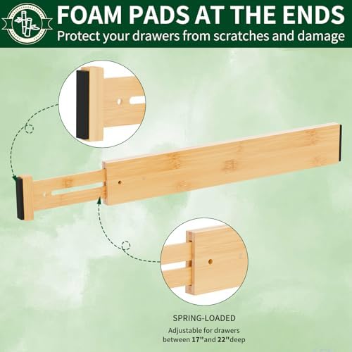 Dunruz Bamboo Drawer Dividers 2.6" High, Bedroom and Office - Image 5
