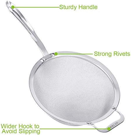 9" Large Mesh Strainer, Stainless Steel 18/8 Extra Fine Quinoa Sieve, - Image 4