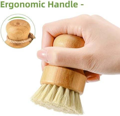 SUBEKYU Bamboo Dish Scrub Brush, Produce Brush, 2 Pack - Image 5