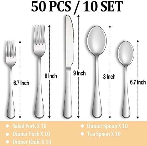 50 Piece Silverware Set Service - Image 2