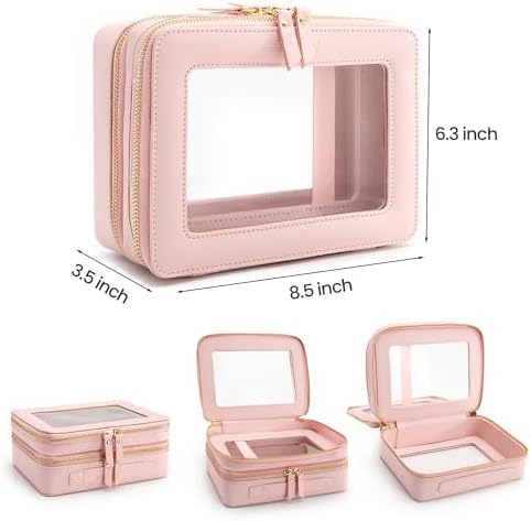Aveniee XL Clear Makeup Organizer, Double Layer Travel Cosmetic Case - Image 2