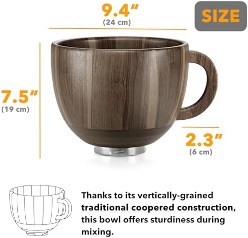 SpaceAid Wooden Bowl with Handle, Kitchen Space Aid Acacia Wood Mixing Bowls - Image 3