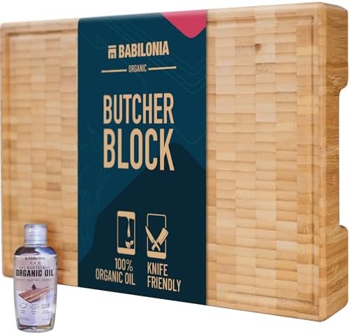 XXL Bamboo Cutting Board, End Grain Butcher Block by BabiloniaKitchenware