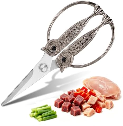 XSNBRD All Purpose Kitchen Shears, Nickel Stainless Owl Scissors. by Alienbull