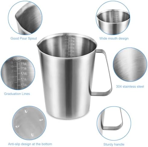 KSENDALO 64Oz/8Cup Stainless Steel Pitcher, 2 Liter Metal Container - Image 3