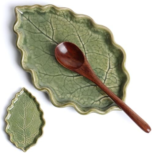 Ceramic Spoon Rest for Stove Top Cute Leaf Spoon Rest for Kitchen Counter by Anoonse