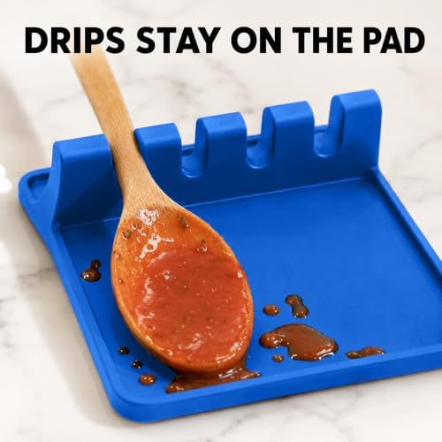 2 Pack Blue Silicone Spoon Rest - Image 4