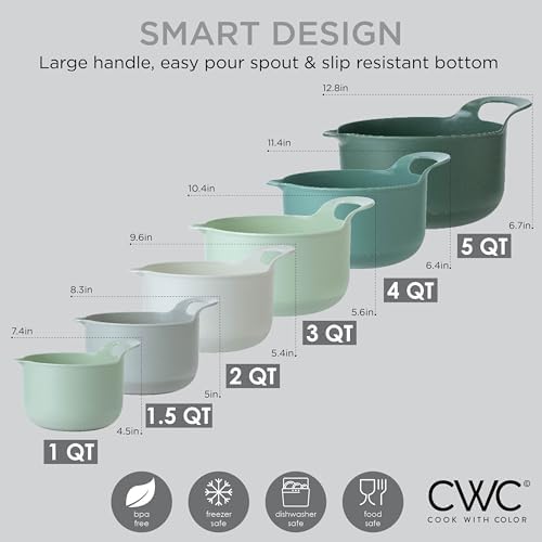COOK WITH COLOR Nesting Plastic Mixing Bowl Set with Pour Spouts and Handles - Image 5