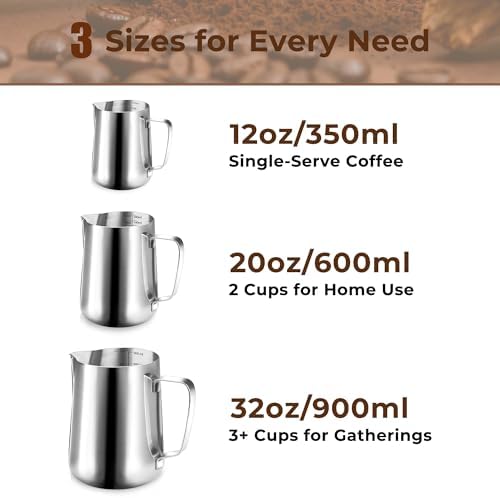 32oz Milk Frothing Pitcher, 304 Stainless Steel - Image 2