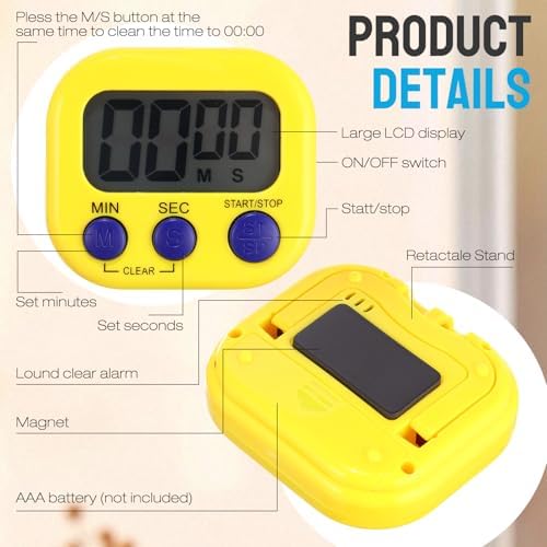 Weewooday 24 Pcs Digital Kitchen Timer Bulk, Novel Color - Image 3