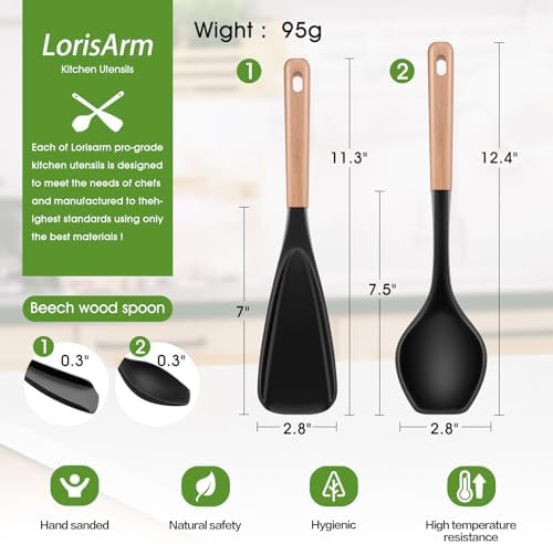 LorisArm Large Cooking Spoons. 12.5" Heat Resistant Silicone Serving Spoon - Image 4