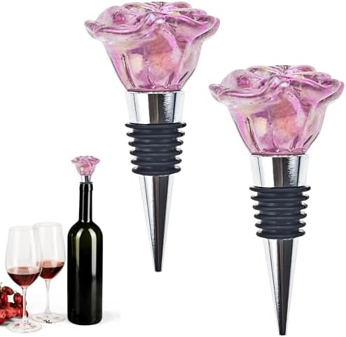 2 PACK Rose Wine Stopper, Bottle Stopper Wine Saver, Reusable Wine Corks by Arvintas