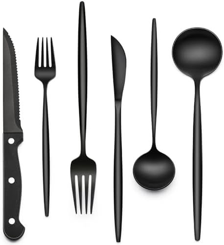 EWFEN 24-Piece Black Silverware Set by EWFEN