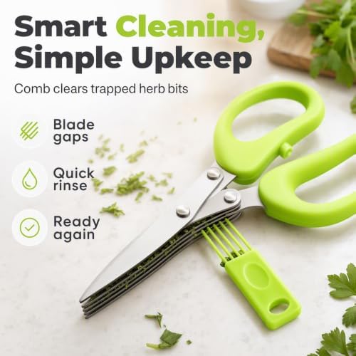 Multipurpose 5 Blade Herb Scissors Kitchen Herbs Shears Cutter Set - Image 3