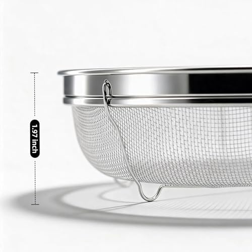 Fine Mesh Strainer for Kitchen, Stainless Steel Colander Bowl for Pasta - Image 3