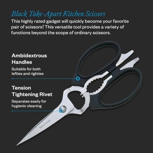 Messermeister 8-Inch Take-Apart Kitchen Scissors, Nut Cracker, Jar Lid - Image 2